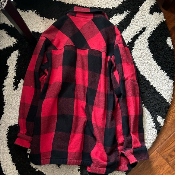 Lucky Brand Red/Black Plaid Shacket Medium - Picture 7 of 7